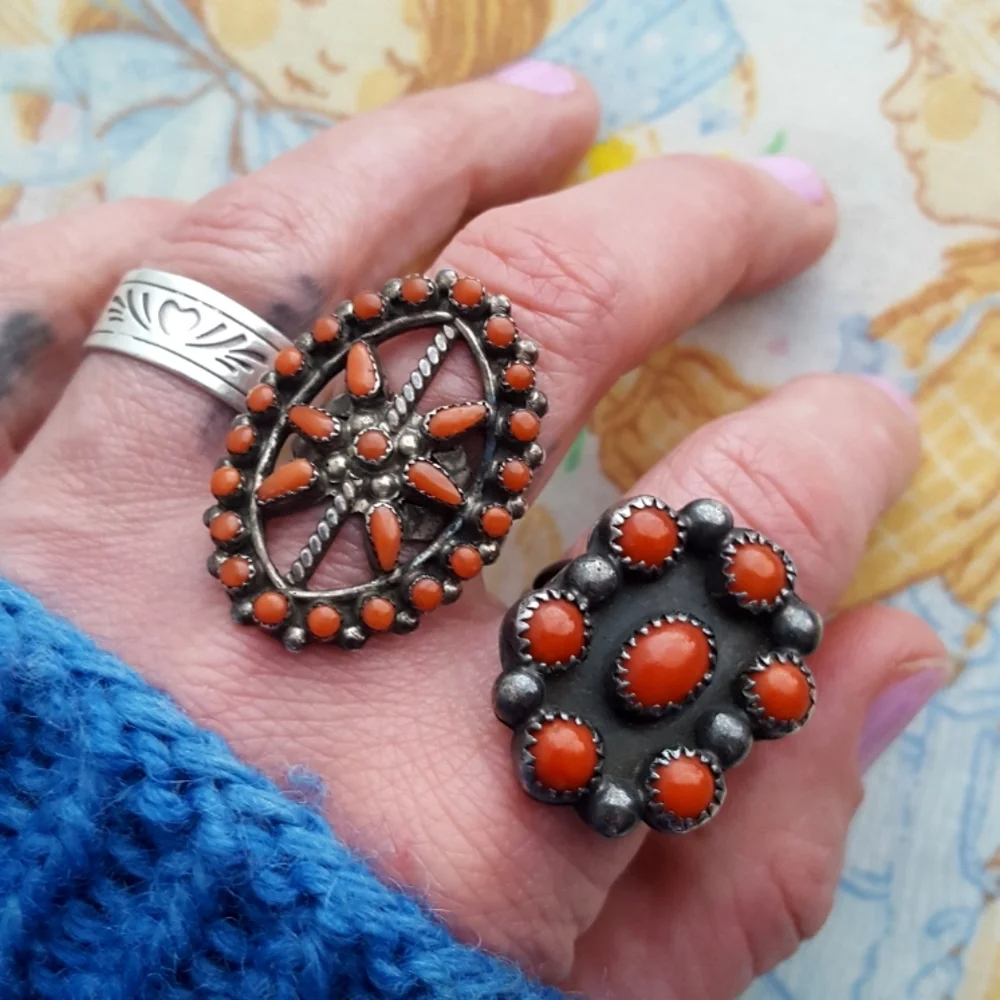 Vintage Zuni Artisan Coral Cluster
